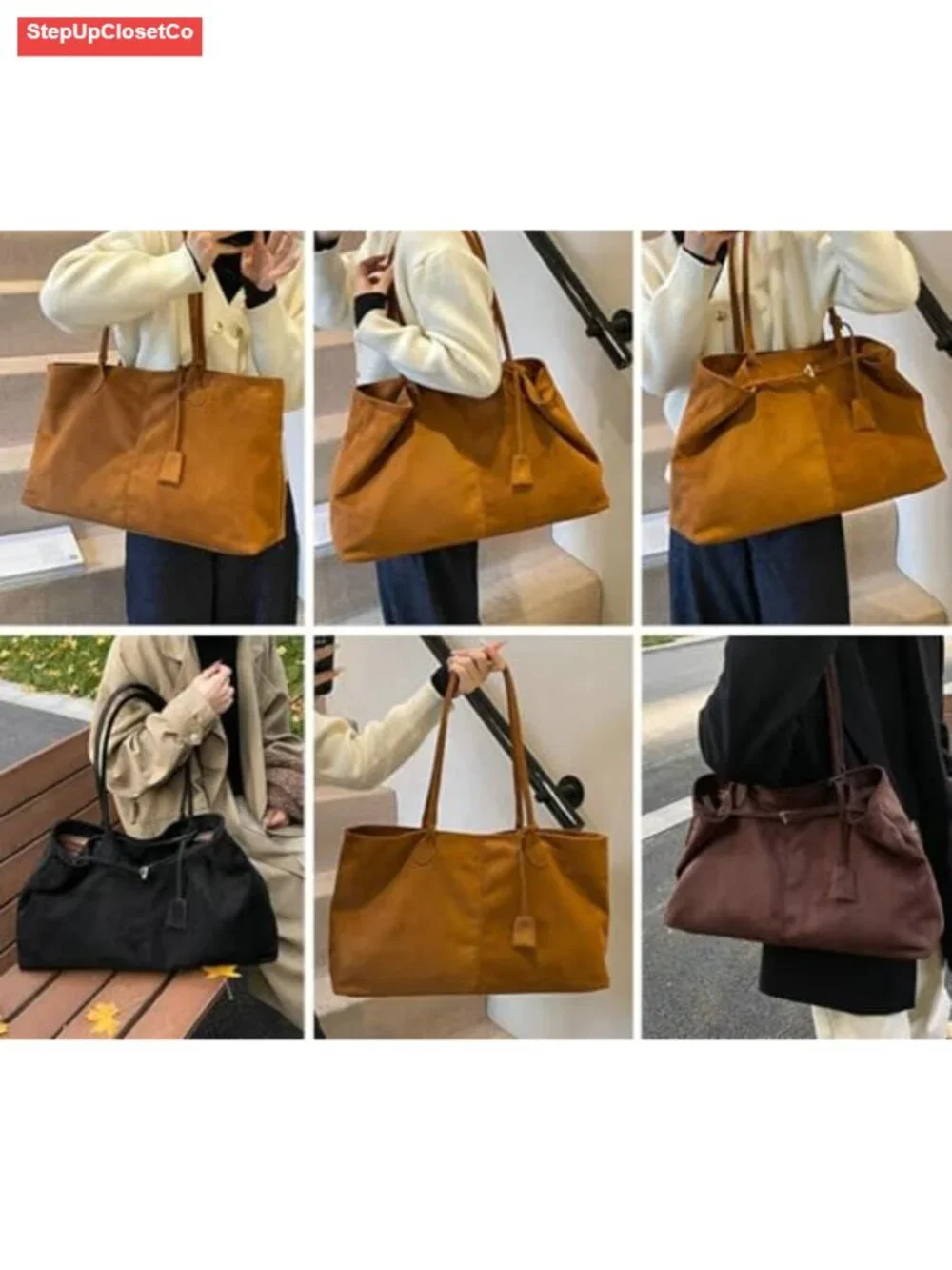 Oversized Suede Slouchy Hobo Bag Tote Purse Shoulder Satchel Handbag Women